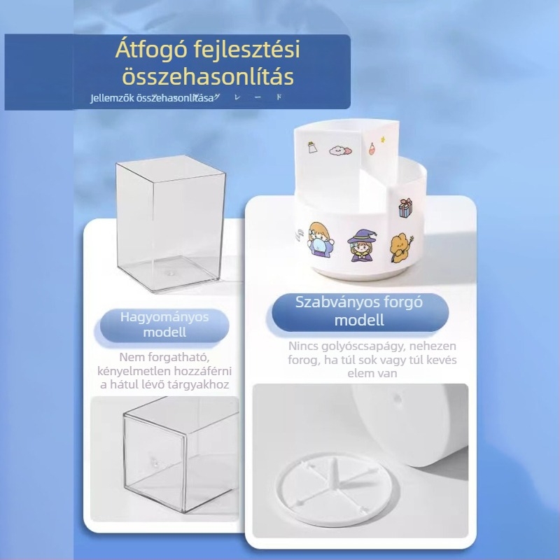 360°-os forgó tolltartó, nagy kapacitású asztali rendező iskolás gyerekek számára