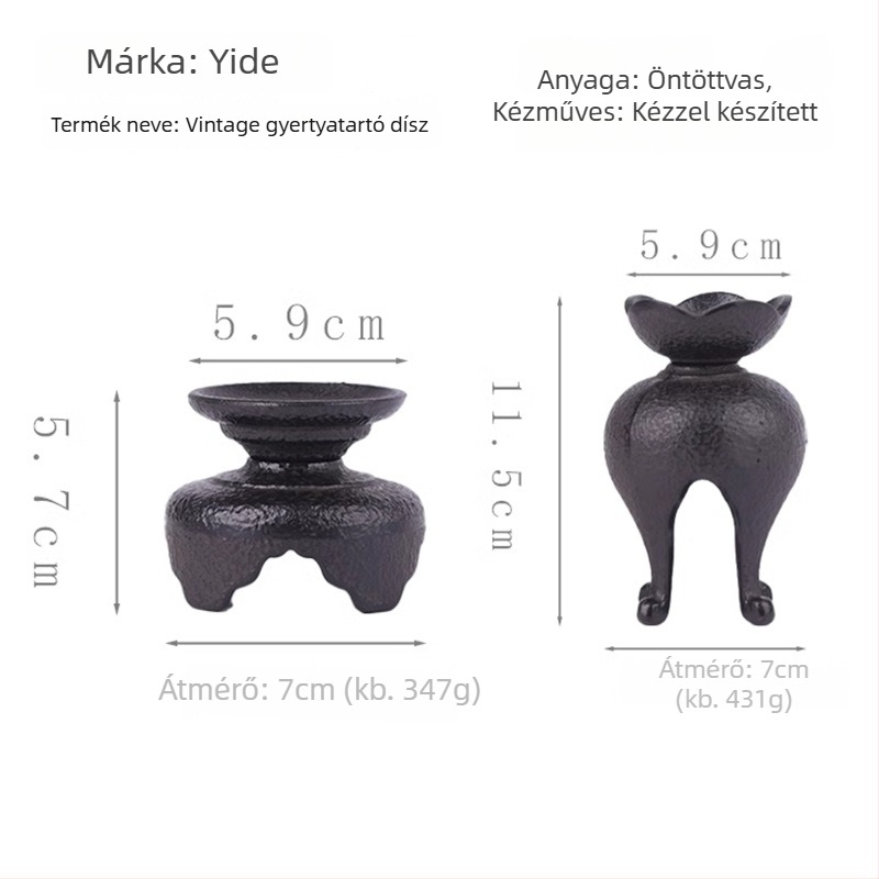 Vintage öntöttvas gyertyatartó teaházhoz, kínai zen stílusú vajlámpa alapja