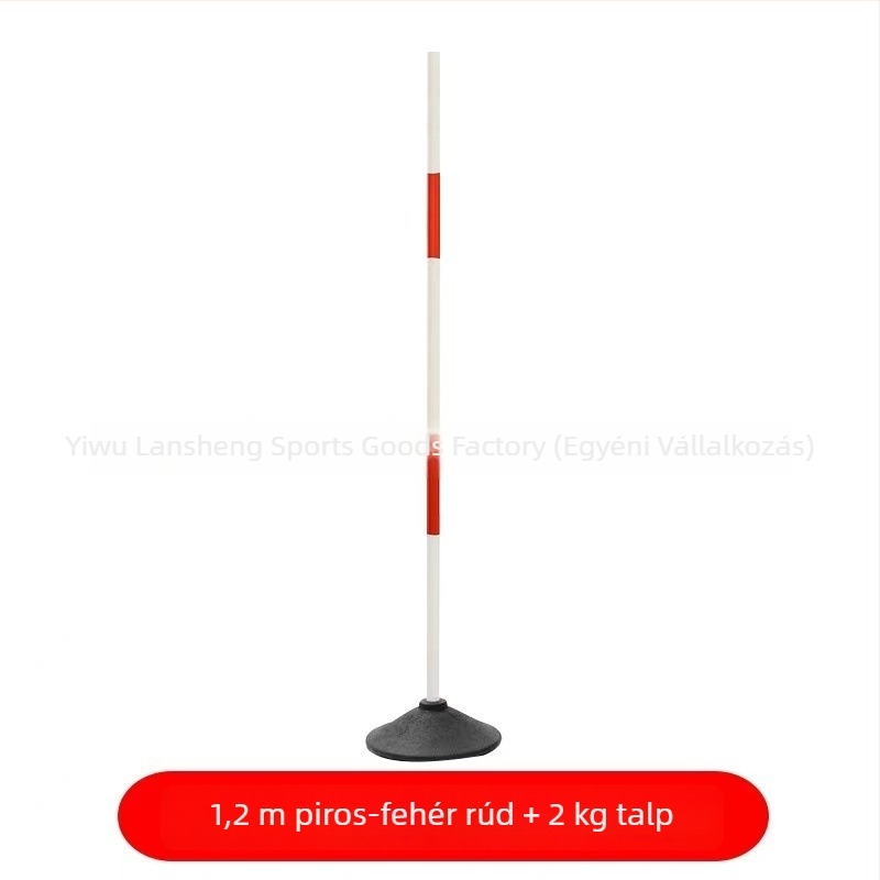 Kosárlabda- és futball-edzőoszlopok gumírozott alapzattal, piros-fehér jelzőoszlopok
