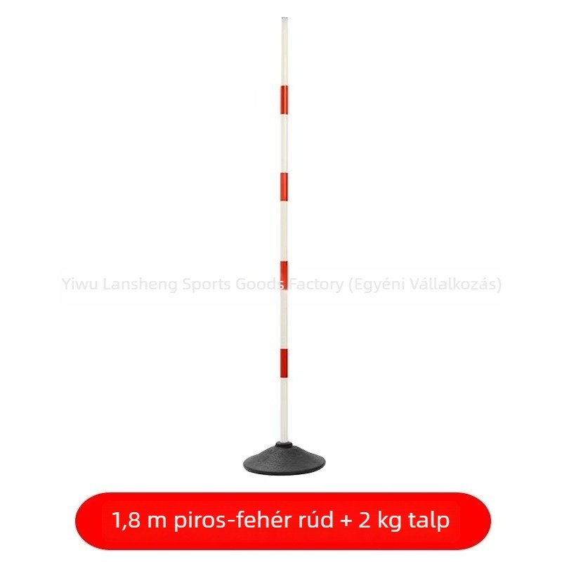 Kosárlabda- és futball-edzőoszlopok gumírozott alapzattal, piros-fehér jelzőoszlopok