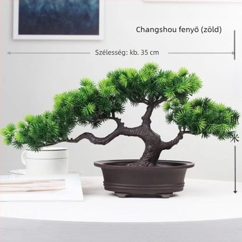 Műanyag bonsai fenyő beltéri dekorációhoz, mesterséges zöld növény a borospulthoz és a kávéasztalhoz