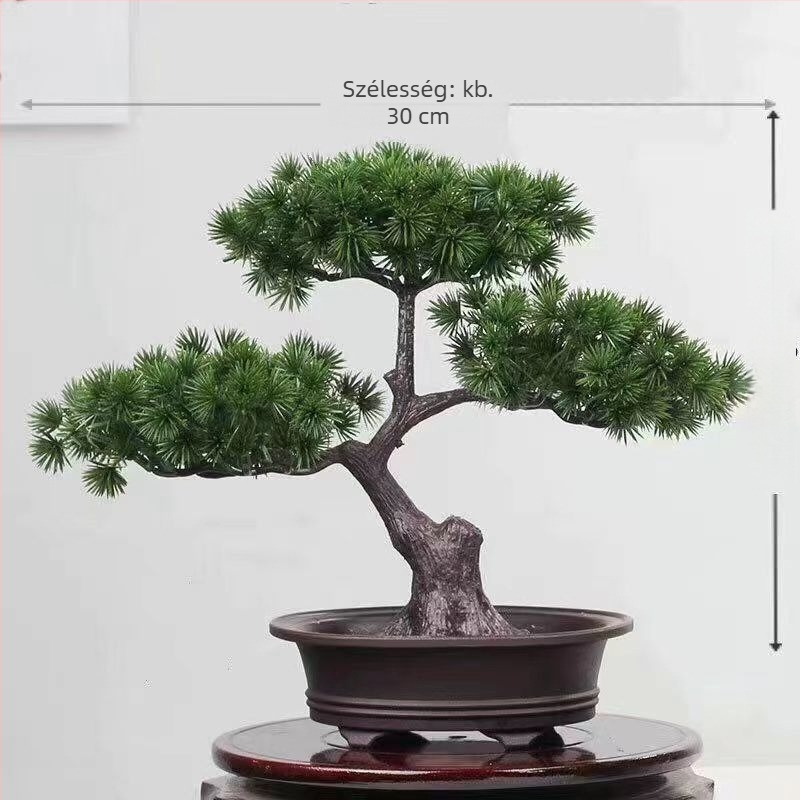 Műanyag bonsai fenyő beltéri dekorációhoz, mesterséges zöld növény a borospulthoz és a kávéasztalhoz