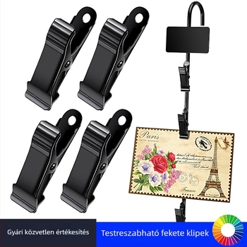 Fém huzalklipsz, DIY fotó- és üzenettartó kiegészítő, ezüst színű hosszú farkú vas klipsz