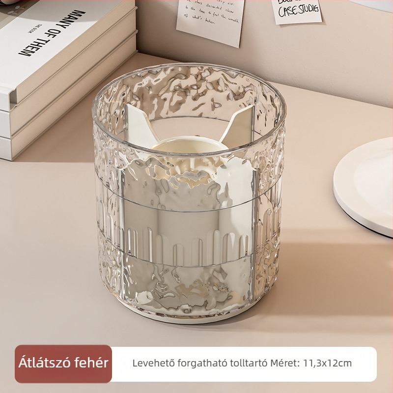 Átlátszó forgó tolltartó, többfunkciós, nagy kapacitású asztali szervező iroda és diákok számára