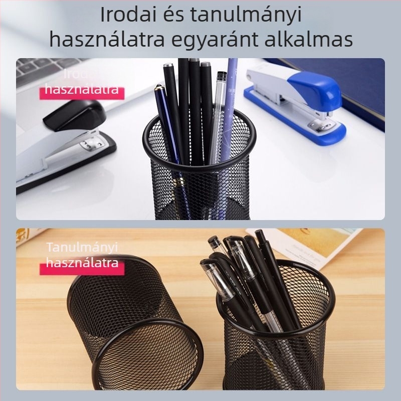 Kör alakú hálós metál tolltartó – asztali rendező, többfunkciós tároló