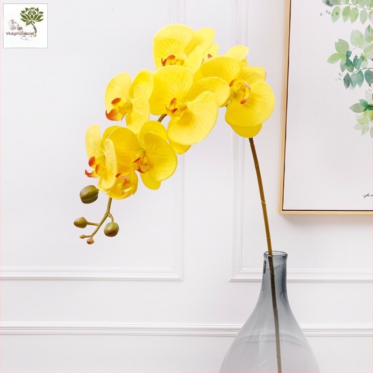Nyolcfejű Phalaenopsis művirág, állványos dekoráció esküvők, szállodák és otthoni dekorációhoz