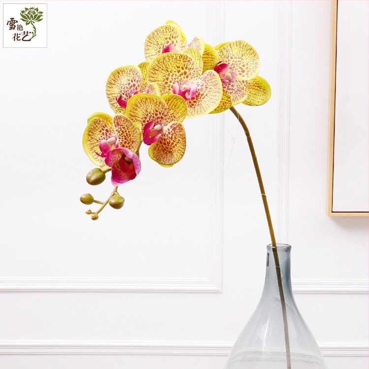 Nyolcfejű Phalaenopsis művirág, állványos dekoráció esküvők, szállodák és otthoni dekorációhoz