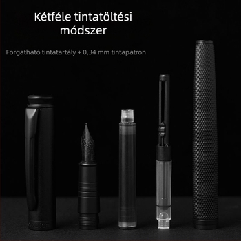 Black Forest kemény tollú toll író toll férfiaknak, görbült heg, irodai íráshoz felnőtteknek, titan-fekete hegy, elegáns megjelenés