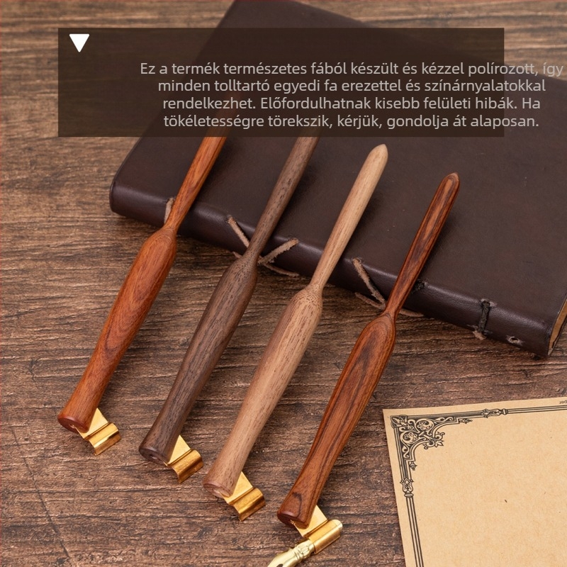 Manhwa-stílusú fából készült merítőtoll, ebony tengellyel és kettős használattal: egyenes és ferde rúd a kaligráfiához