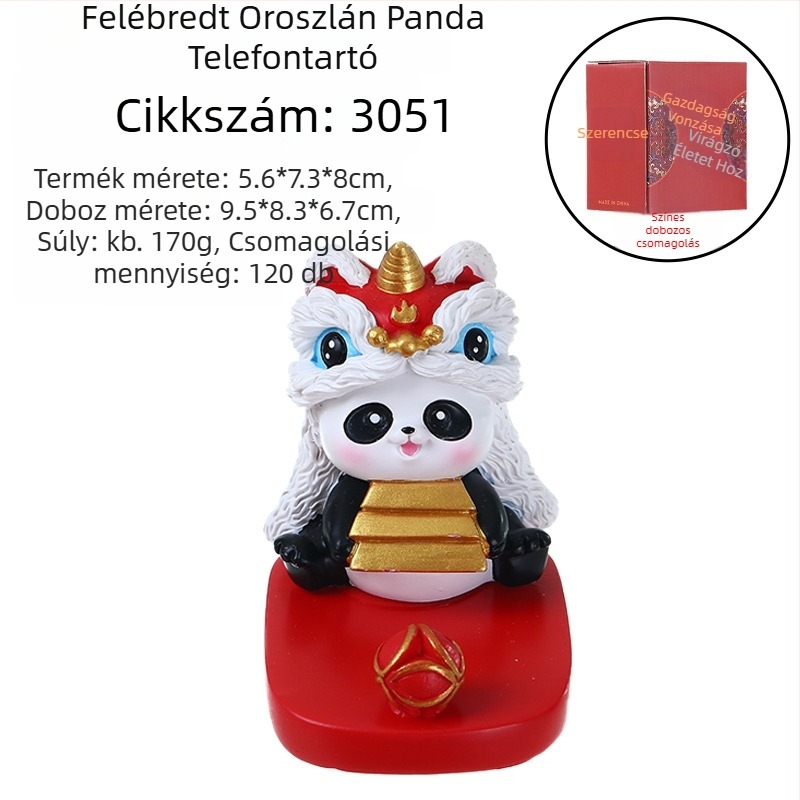 Telefonállvány oroszlán-tánc Panda motívummal, asztali dekoráció, nemzeti trend stílusú, szuvenír ajándék