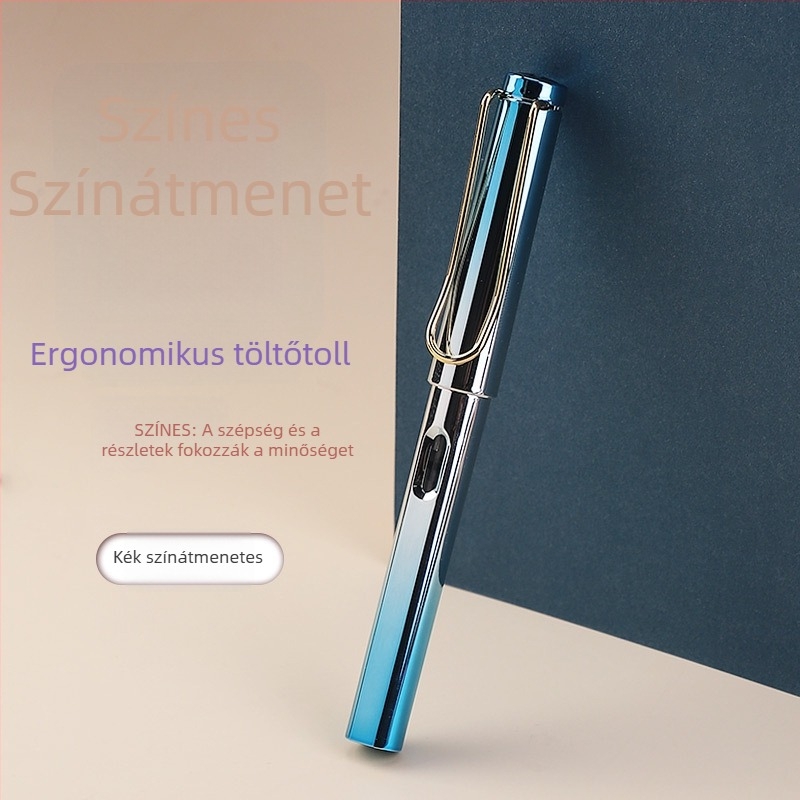 Színes gradientes toll testtartás-javító funkcióval, új modell fényes elektroplatált bevonattal, diákoknak, irodai és üzleti felhasználásra, kalligráfiához; logó testreszabható