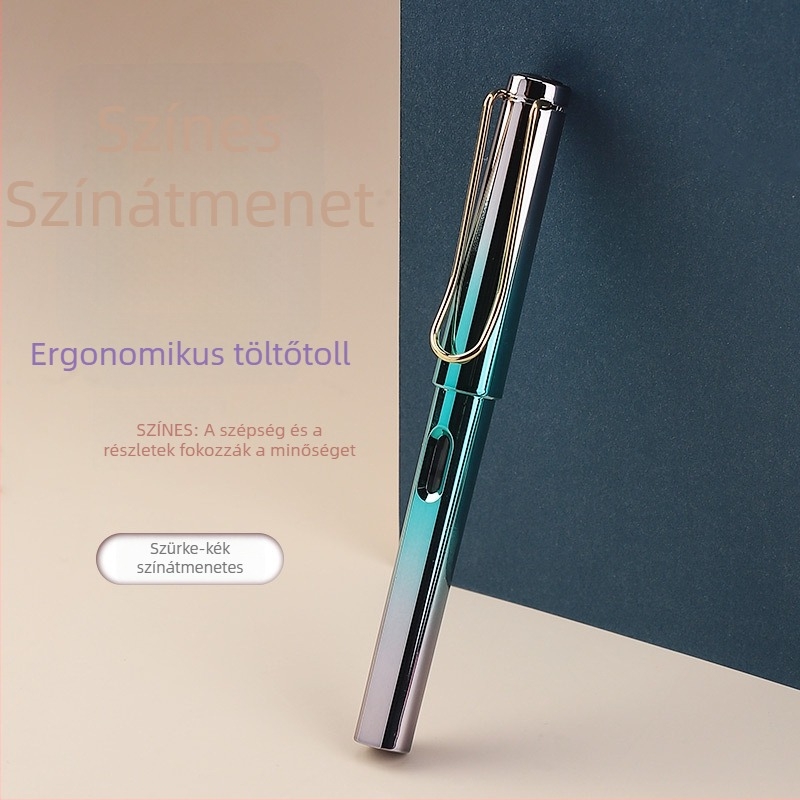 Színes gradientes toll testtartás-javító funkcióval, új modell fényes elektroplatált bevonattal, diákoknak, irodai és üzleti felhasználásra, kalligráfiához; logó testreszabható
