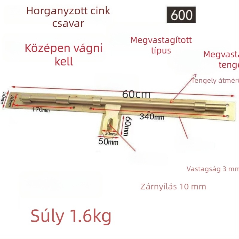 Kovácsolt vas ajtózár hegesztett csappal, régi stílus, bal- és jobbnyitás