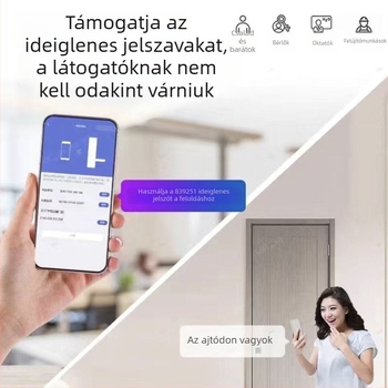 Fa ajtó okos zár otthonra, belső szoba, lakás, panzió – ujjlenyomat zár, jelszó, elektronikus belső ajtó zár