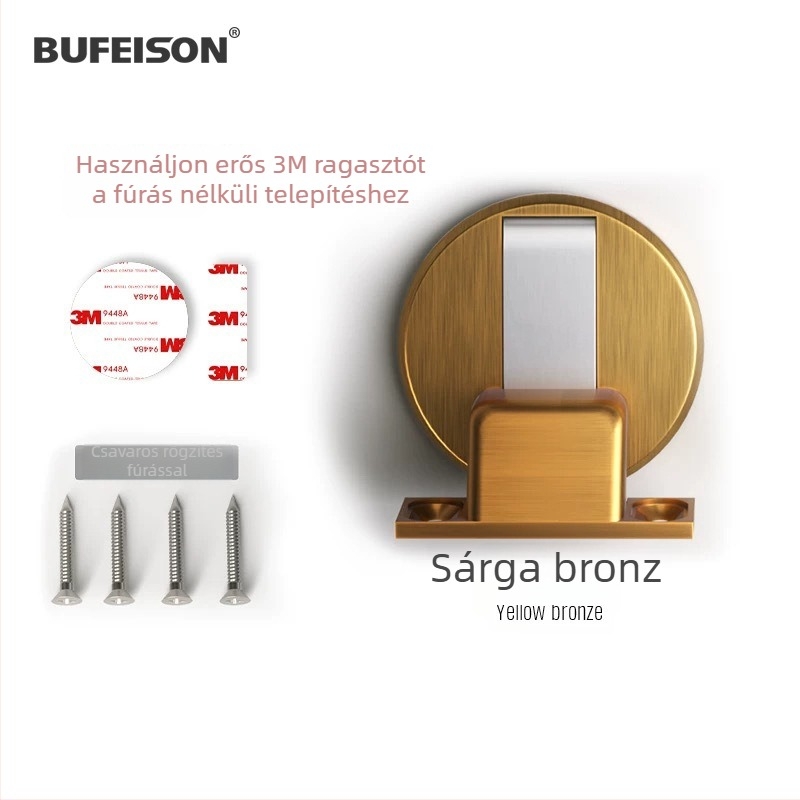 Padlóra szerelt ajtóstop, láthatatlan kivitel, ütközésvédő, fürdőszobai használatra, szállodai és otthoni alkalmazás, modern minimalista stílus