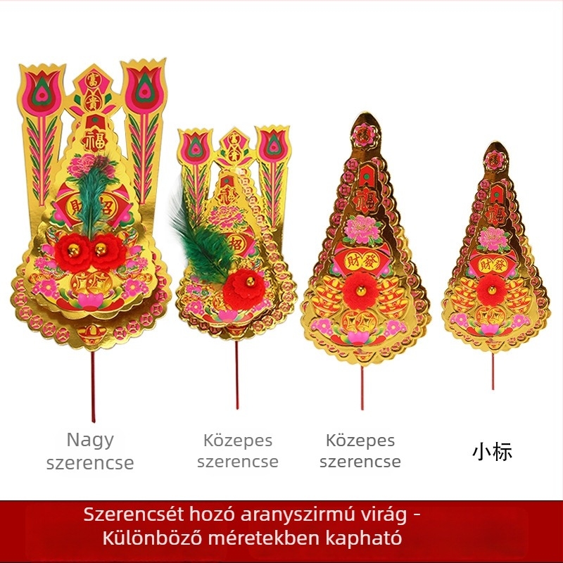 Arany virág Istennője papírdísz füstölővel Irgalom Istennőjének, a Bőség Istennőjének és Buddhának