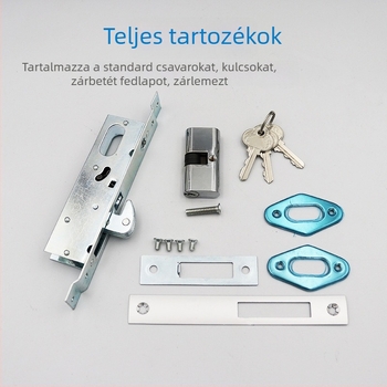 Dupla tolóajtóhoz készült mechanikus ajtózár-készlet, cilinderzár keretes üvegajtókhoz, laposnyelvű padlózár, kampózár alumíniumötvözet és PVC ajtókhoz