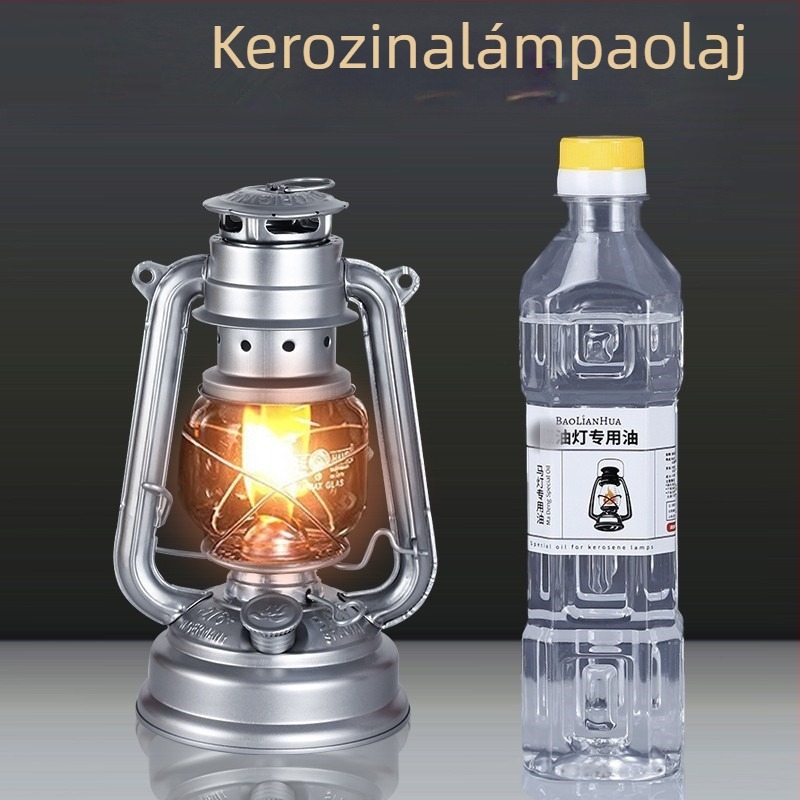 Kemping olajlámpa füstmentesen, ghee üzemanyaggal, vidéki retro stílusú kültéri lámpa