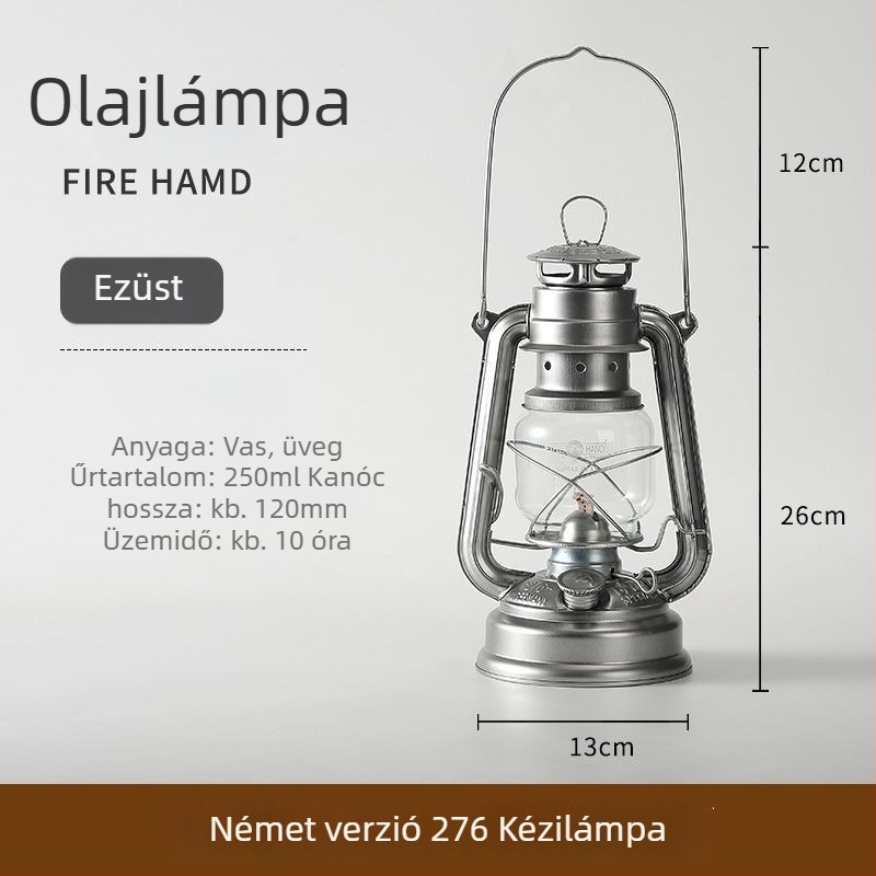 Kemping olajlámpa füstmentesen, ghee üzemanyaggal, vidéki retro stílusú kültéri lámpa