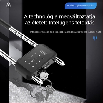 Üvegajtó, U‑alakú ujjlenyomat- és jelszavas zár, graffiti dizájn, okos zár Bluetooth távoli feloldással