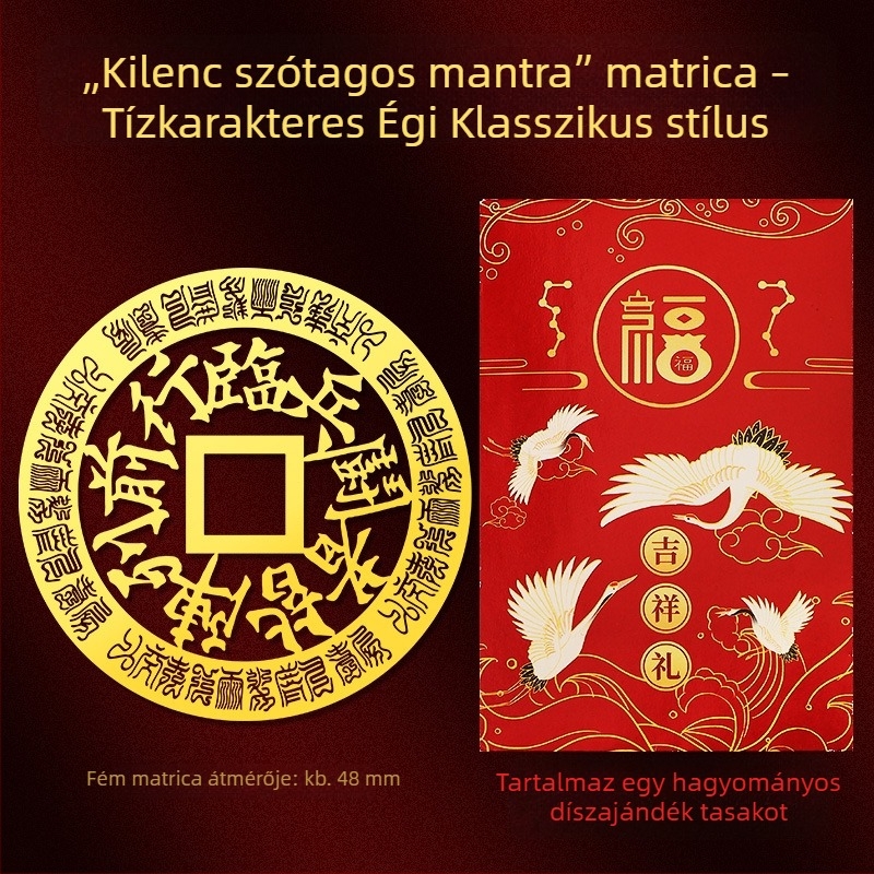Taoista kilenc karakteres mantra – telefonhátlapra illeszthető matrica, ötvözet, elektroplakálás