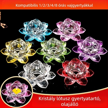 Kristályüveg lótusz alapú gyertyatartó Buddha lámpákhoz