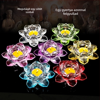 Kristályüveg lótusz alapú gyertyatartó Buddha lámpákhoz