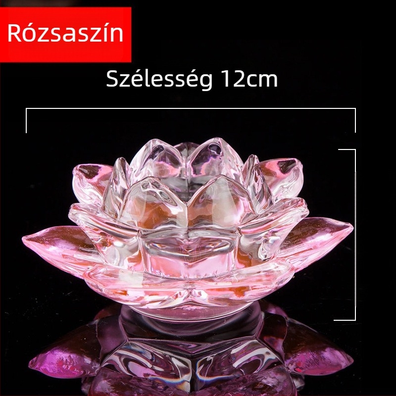 Kristályüveg lótusz alapú gyertyatartó Buddha lámpákhoz