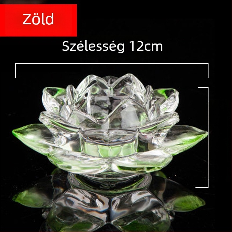 Kristályüveg lótusz alapú gyertyatartó Buddha lámpákhoz