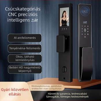 Intelligens zár arcfelismeréssel és kamerával, elektronikus ajtózár, hozzáférés jelszóval vagy ujjlenyomattal