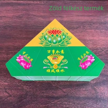 Kemény kartonból készült lótusz origami darabok, összekapcsolt virágcserép hajtogatás, aranyozott nyomtatású papír szöveggel rituálékhoz – nagykereskedelem, félkész, teljes doboz