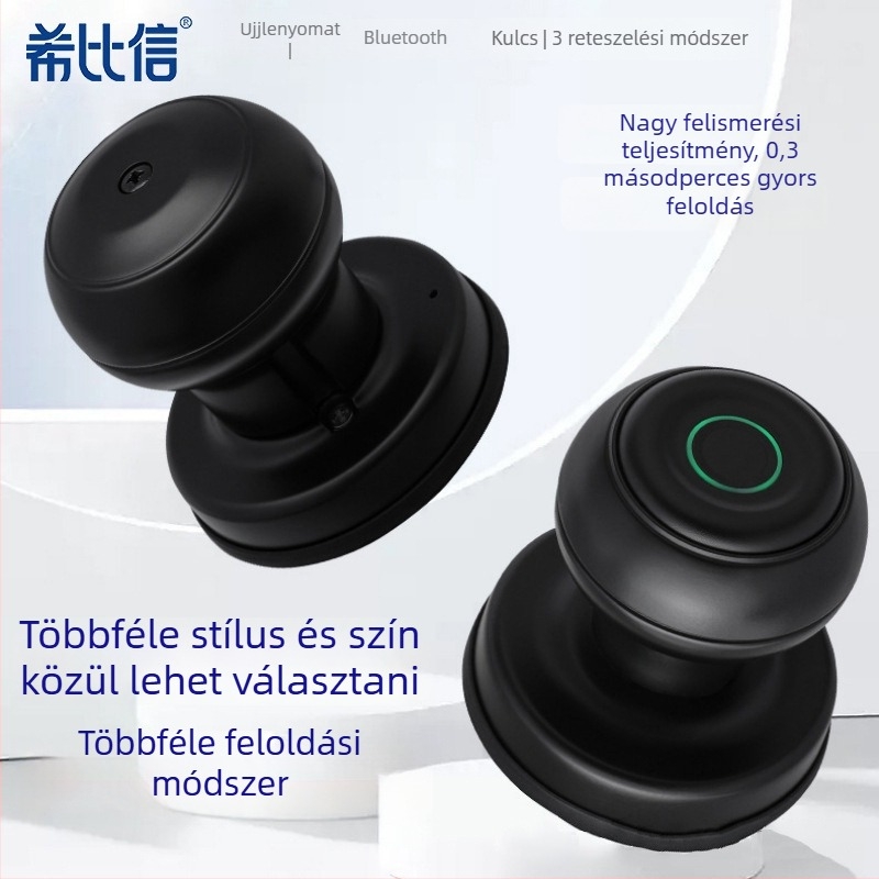 Új gömb alakú okos ujjlenyomat-zár Bluetooth-szal, fa ajtókhoz, graffiti stílusú dizájn, otthonokban, szállodákban és irodákban használható