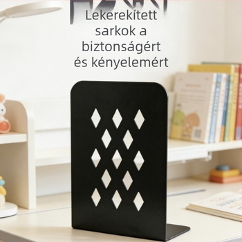 Asztali könyvtartó és polc dokumentumok és magazinok rendezéséhez, könyvtárhoz való könyv-tartó, fém asztali szervező