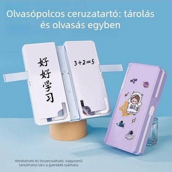 Többcélú írószeres doboz olvasópolccal gyerekeknek, dupla kapacitású tolltartó