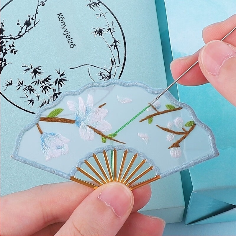 DIY kézzel varrt mini köralakú könyvjelző ősi stílusban, Suzhou hímzés