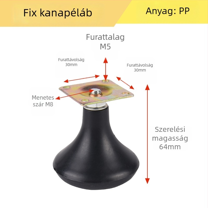 Műanyag bútólábak kanapéhoz és ágyhoz, kürtszerű lábak, univerzális ágylábak és bútordarabok kerekek