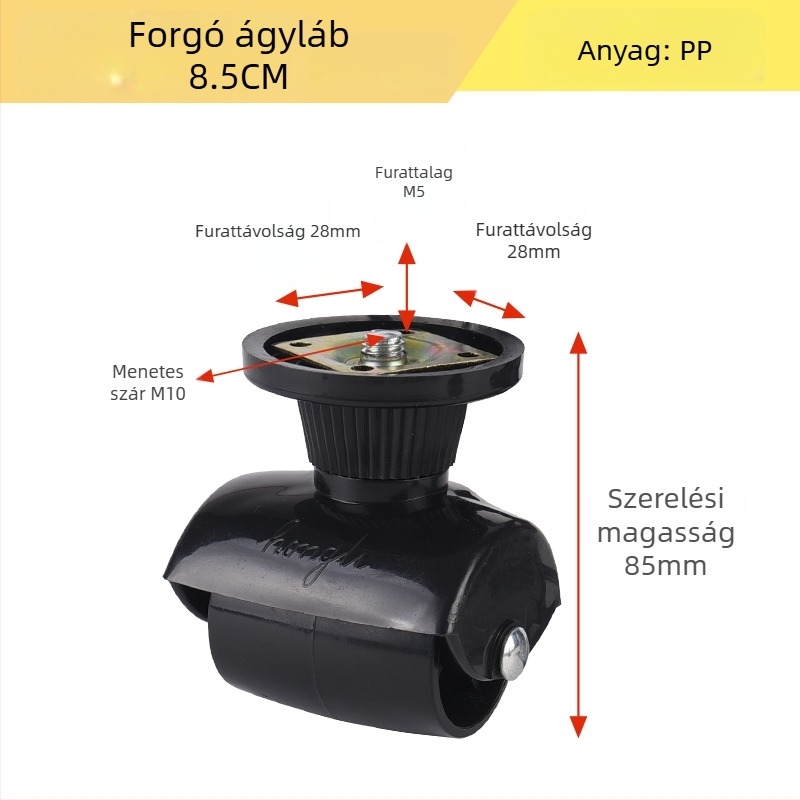 Műanyag bútólábak kanapéhoz és ágyhoz, kürtszerű lábak, univerzális ágylábak és bútordarabok kerekek