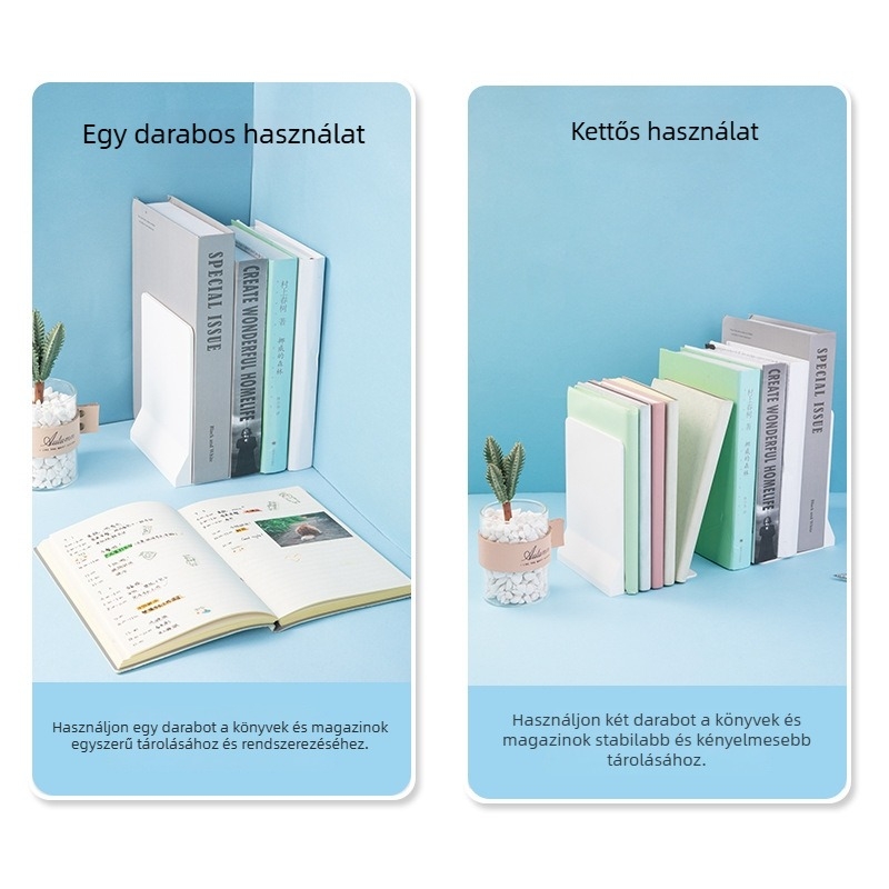 Deli Összecsukható asztali könyvtartó – hordozható műanyag, 2 darab, fehér/kék
