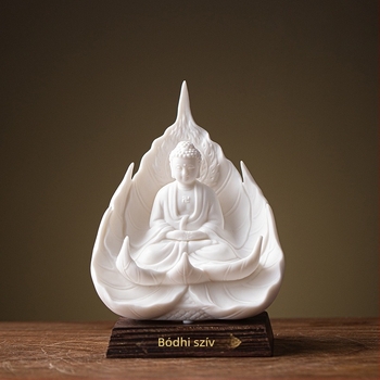 Guanyin Bodhisattva lotus szívvel, Buddha szobor Dehua fehér porcelánból, modern minimalist design