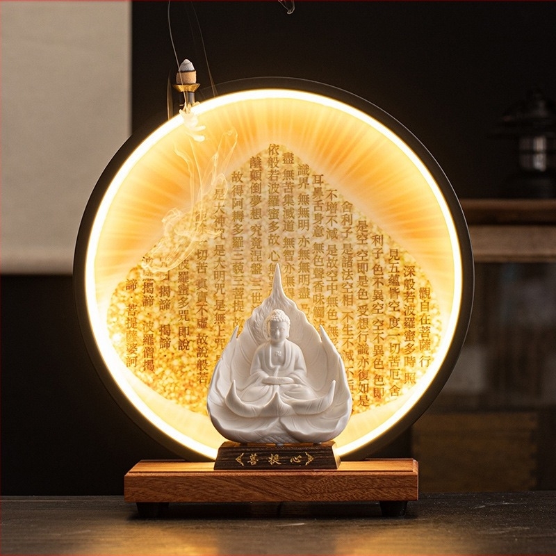 Guanyin Bodhisattva lotus szívvel, Buddha szobor Dehua fehér porcelánból, modern minimalist design