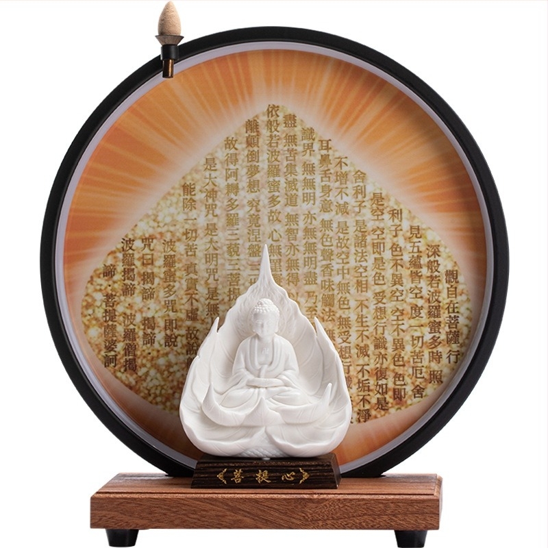 Guanyin Bodhisattva lotus szívvel, Buddha szobor Dehua fehér porcelánból, modern minimalist design