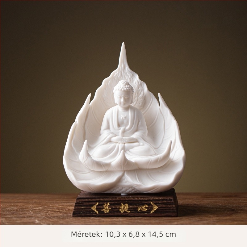 Guanyin Bodhisattva lotus szívvel, Buddha szobor Dehua fehér porcelánból, modern minimalist design