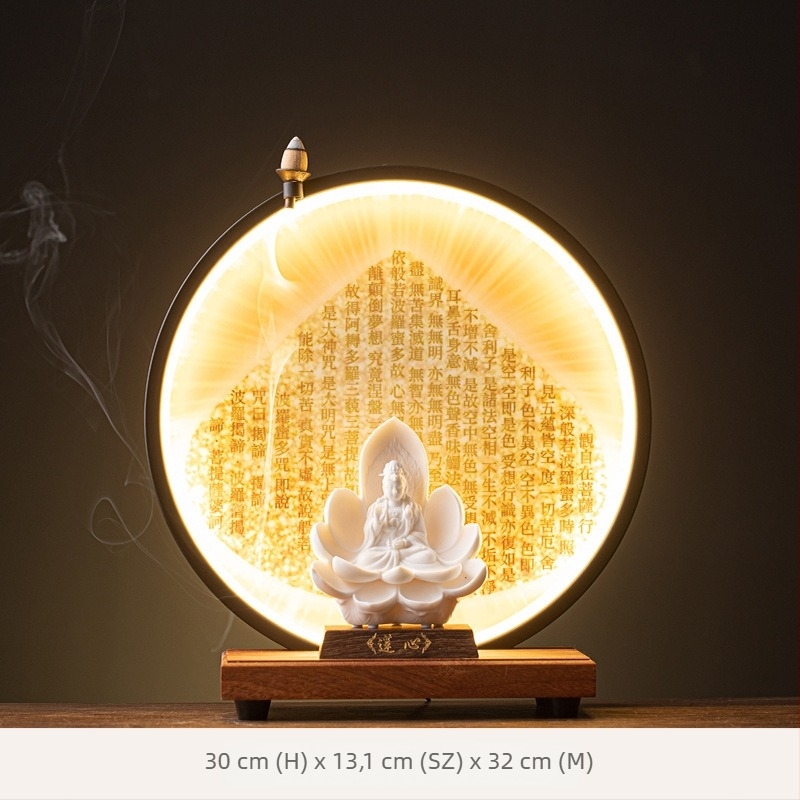 Guanyin Bodhisattva lotus szívvel, Buddha szobor Dehua fehér porcelánból, modern minimalist design