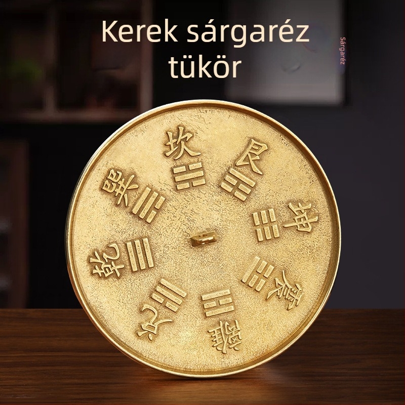 Polírozott sárgaréz Bagua tükör és tizenkét zodiák bronztükör, szilva virág motívummal, négy évszak Béke, esküvői derék tükör