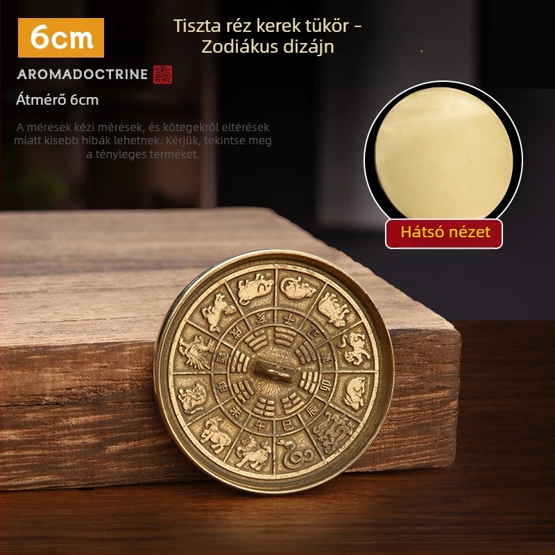 Polírozott sárgaréz Bagua tükör és tizenkét zodiák bronztükör, szilva virág motívummal, négy évszak Béke, esküvői derék tükör
