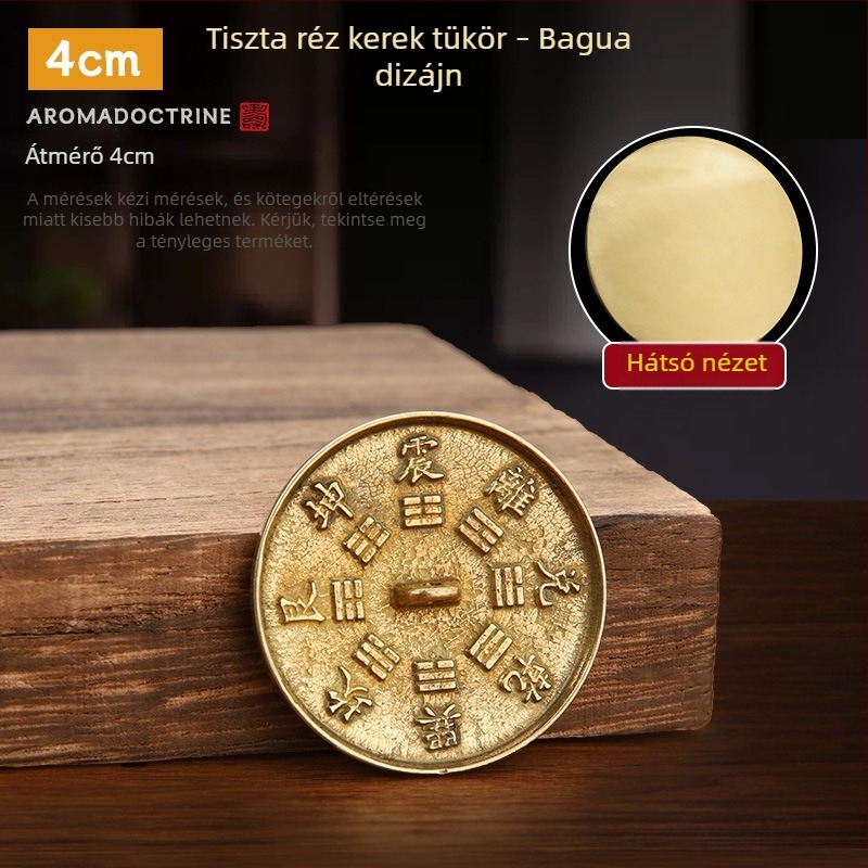 Polírozott sárgaréz Bagua tükör és tizenkét zodiák bronztükör, szilva virág motívummal, négy évszak Béke, esküvői derék tükör