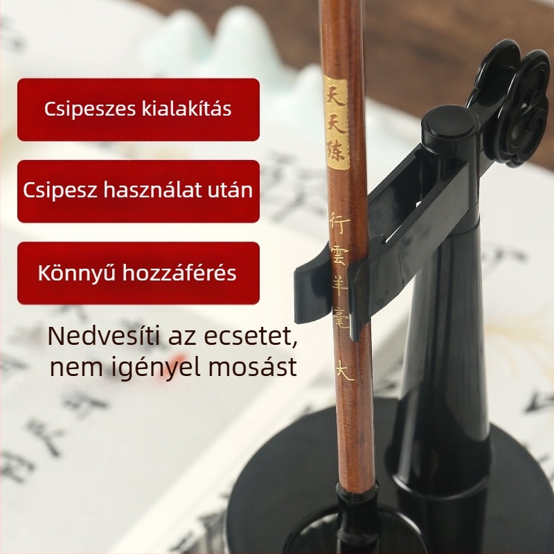 Többfunkciós tolltartó tintatartállyal, ecsetmosó hengérrel, szárító klipekkel és nedvesítő tolltartóval