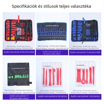 19 részes autóhifi szétszerelő készlet navigációs módosításhoz és belső ajtópanelek szétszereléséhez