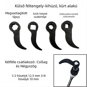 Magas szilárdságú szarv alakú félhajtásos demontáló eszköz, karos kivitelben, vastag