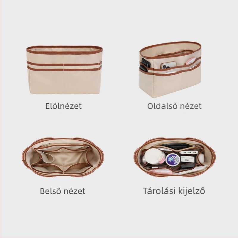 Tote táska belső szervező, univerzálisan illeszkedik, ultra könnyű, több zseb, pohártartó, satin bélés